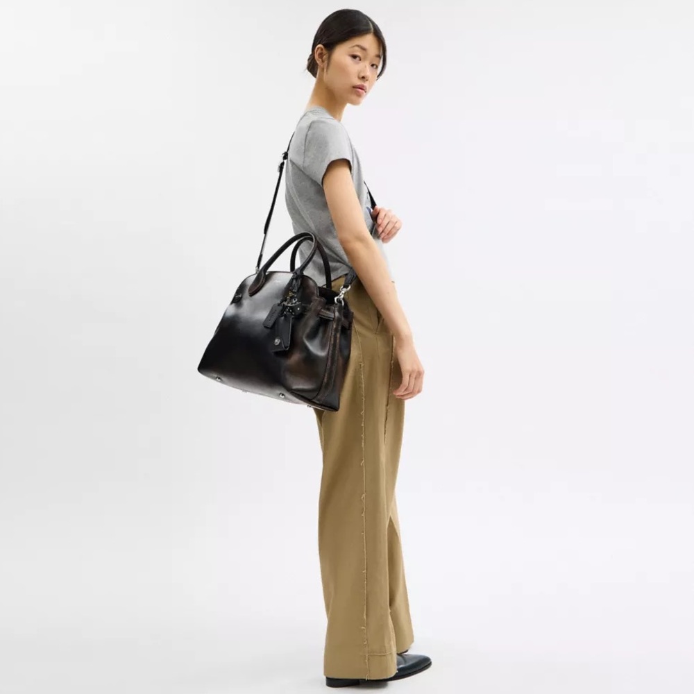 Coach Runway Empire Carryall 40 Bag in Hand Distressed Natural Grain Leather NWT - Picture 10 of 15